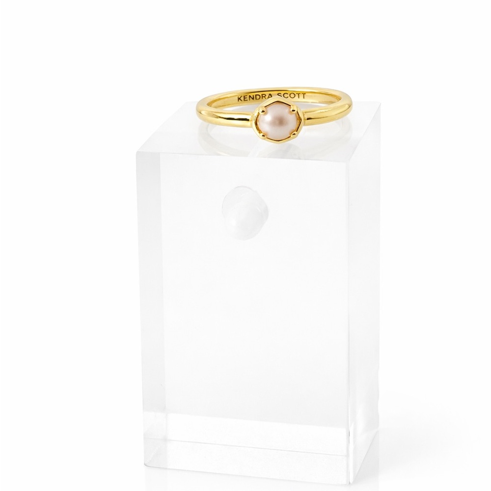 Kendra Scott Henley Pearl Band Ring in a Pearl/Gold Size 7 - Picture 2 of 5